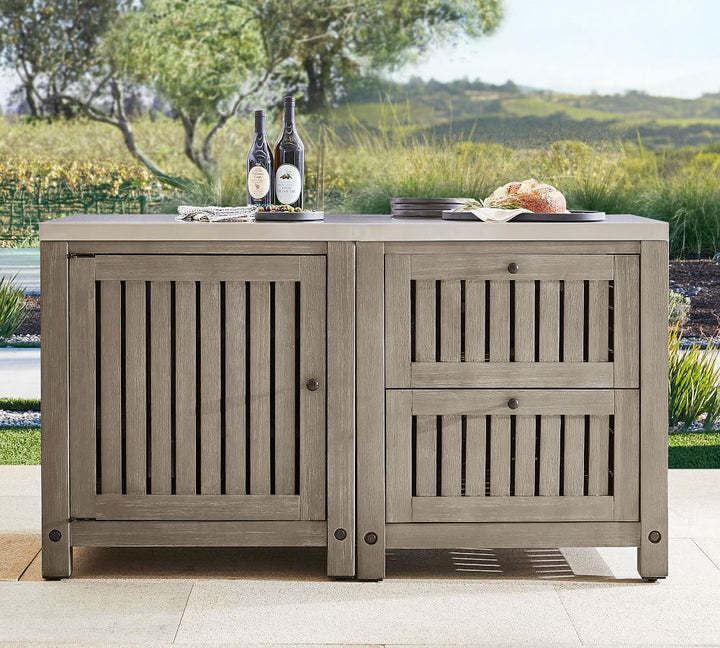 Abbott Outdoor Kitchen Acacia Two Drawer And Single Door Cabinet