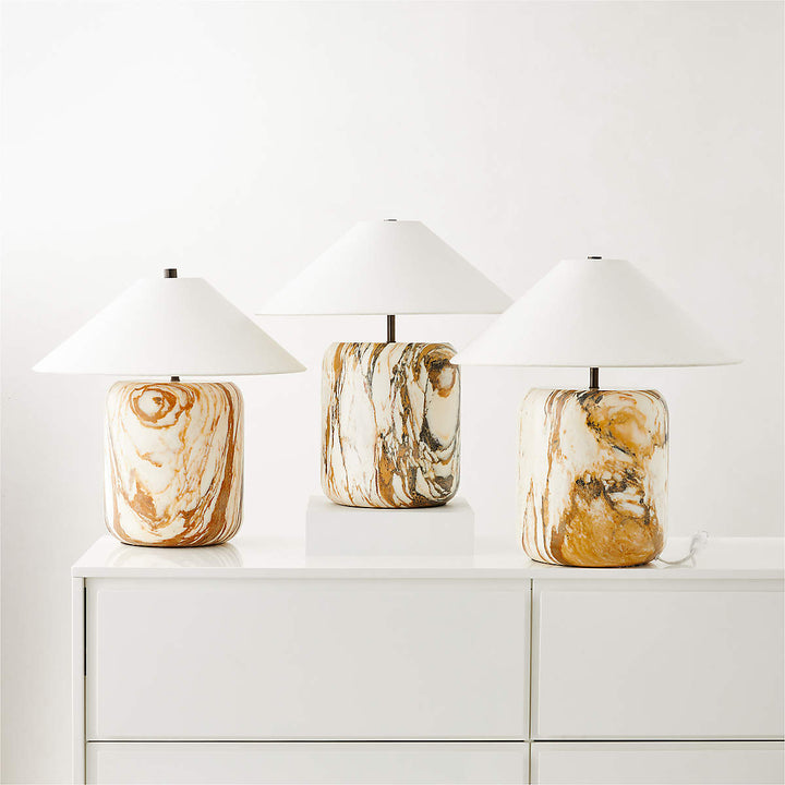 BLOCK GOLDEN CALACATTA MARBLE TABLE LAMP