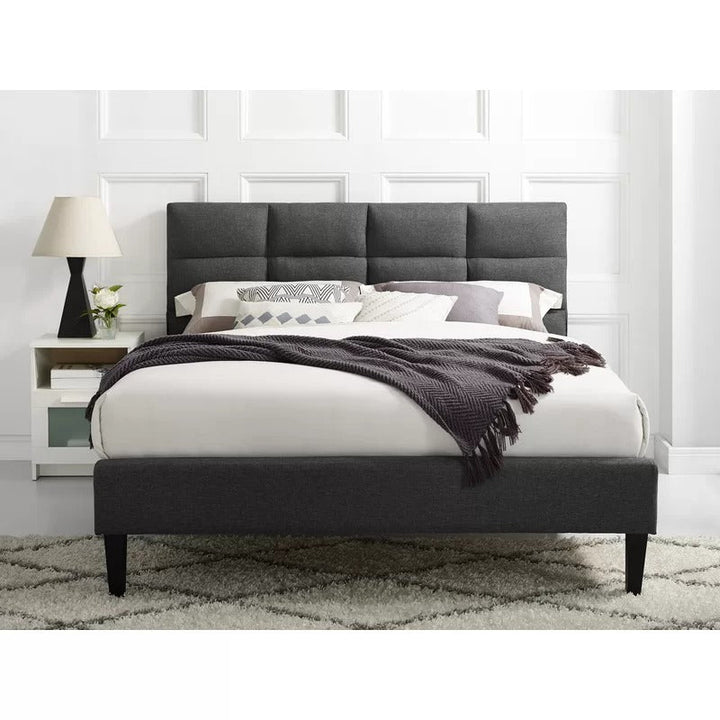 Furniture Queen Tufted Upholstered Low Profile Platform Bed