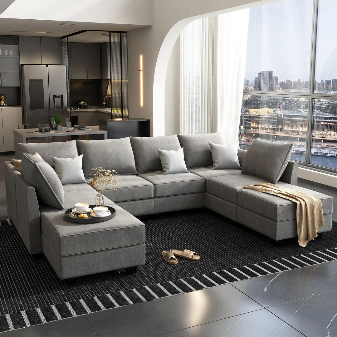 8 Piece Oversized Modular Upholstered Sectional