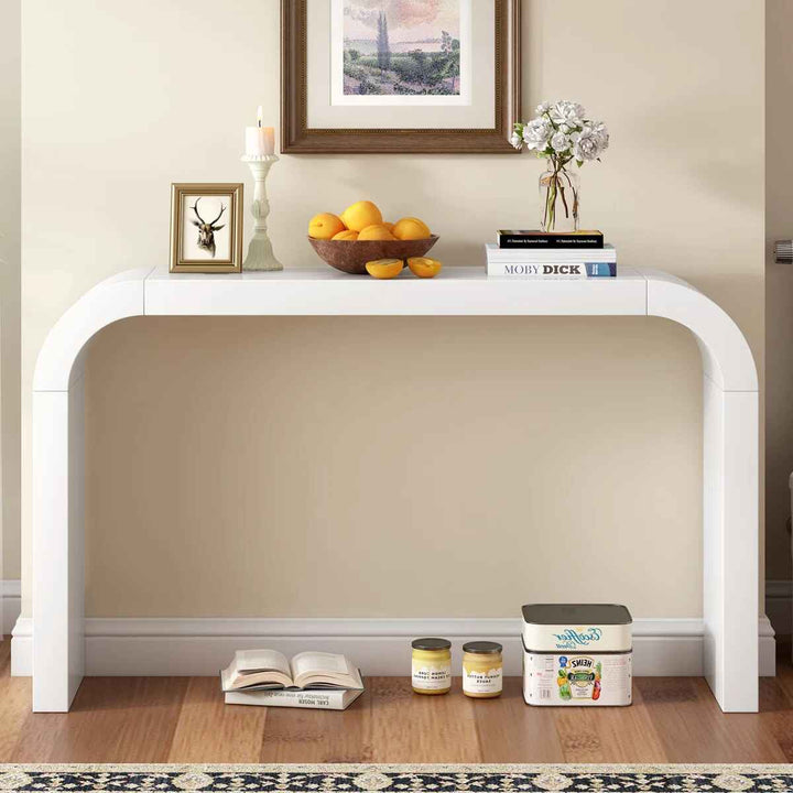 Minimalist Console Table With Elegant Lines And Arc Shaped Edge