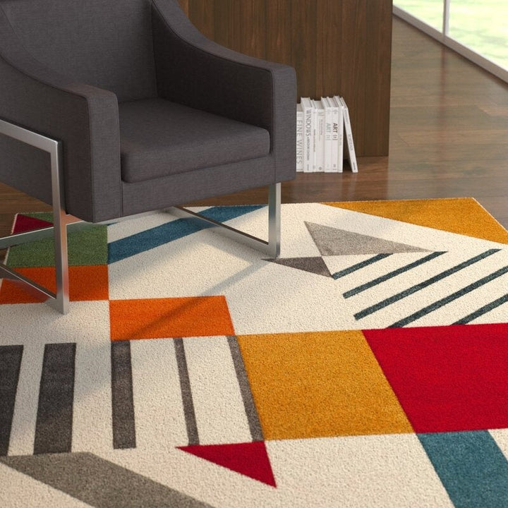 Garima Performance Ivory Peacock Blue Rug