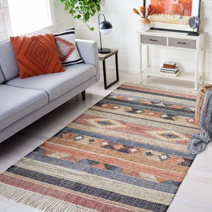 Brooke Flatweave Blue Rust Rug