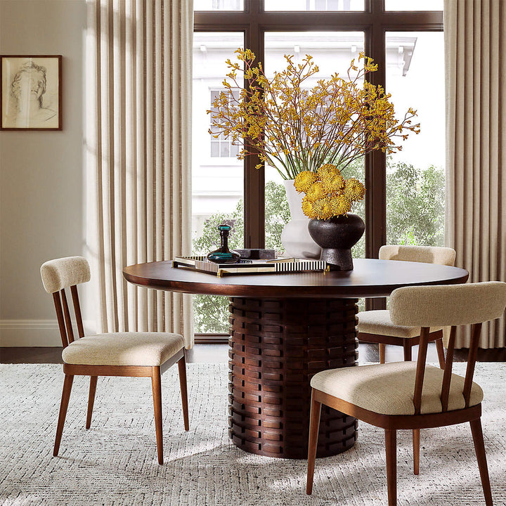 Arcos Oak Wood And Ivory Upholstered Dining Chair