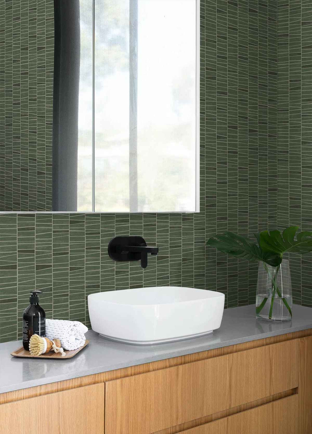 Green Stacy Garcia Home Monochrome Organic Stripe Peel And Stick Wallpaper