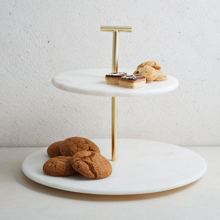 Marble Brass Tier Cake Stand