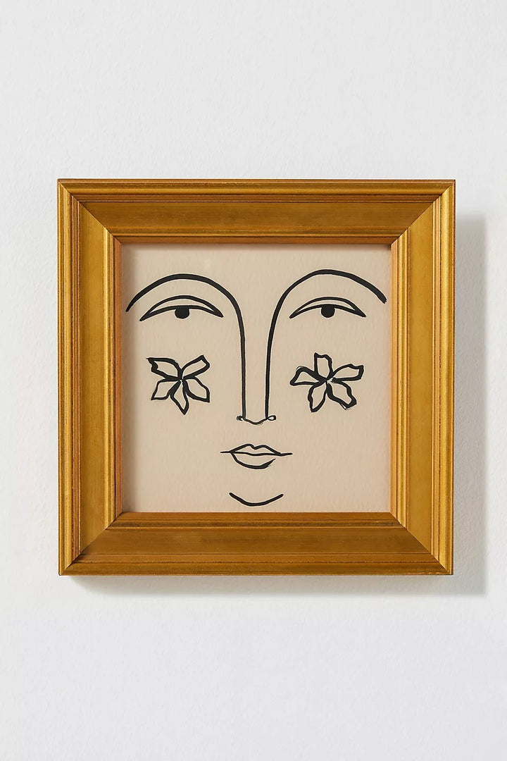 Floral Face I Wall Art with Frame
