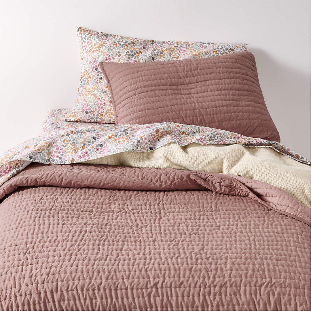 Cozy Cloud Plum Rose Washed Organic Cotton Kids Quilted Pillow Sham