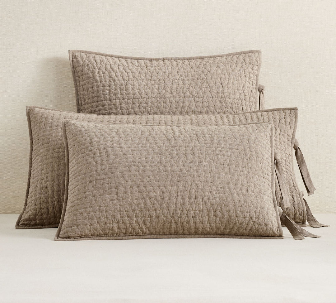 Pick-Stitch Handcrafted CottonLinen Quilted Sham