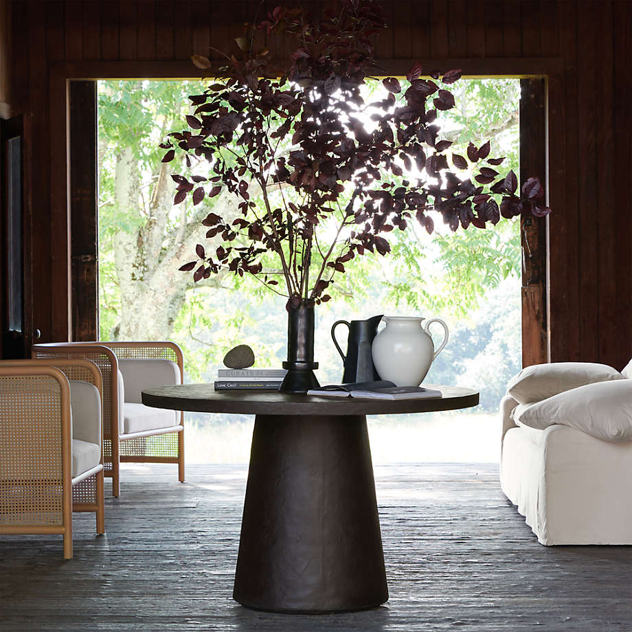Willy Charcoal Brown Pedestal Dining Table by Leanne Ford