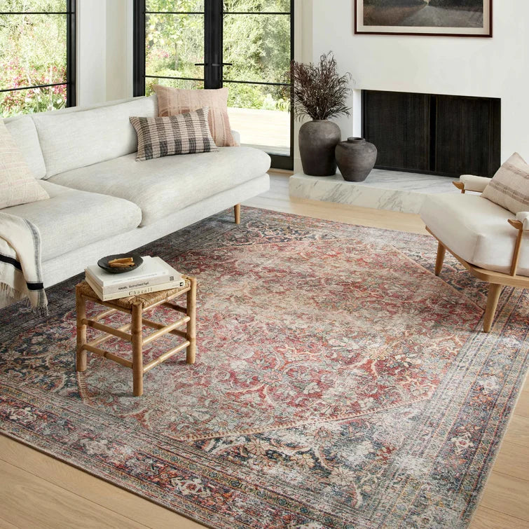 Georgie Oriental Area Rug In Red Navy-10'x14'