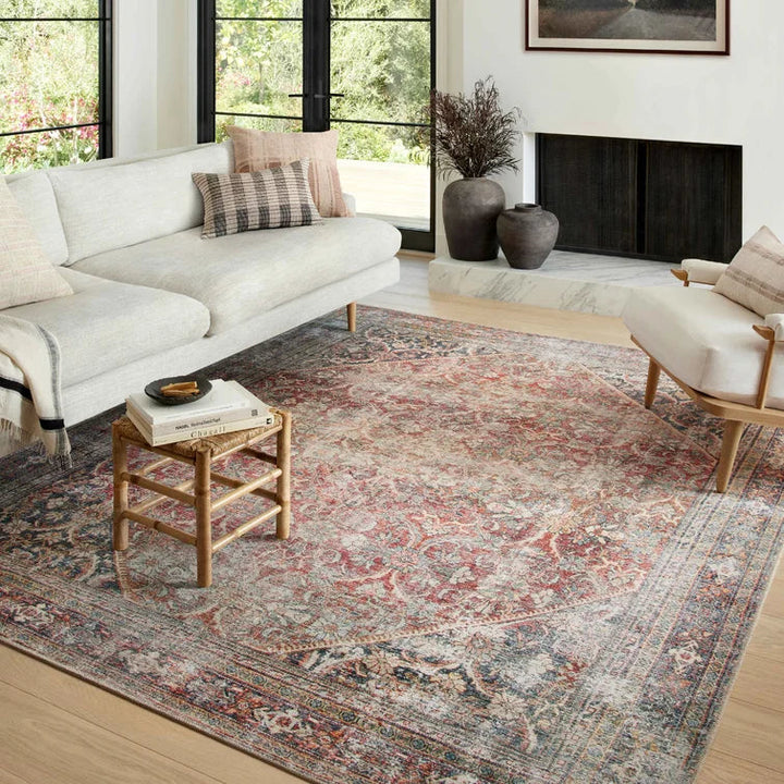 Georgie Oriental Area Rug In Red Navy-10'x14'