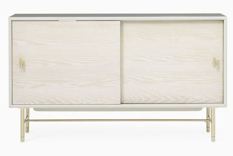 Modernist Wood and Lacquer Shallow Media Console