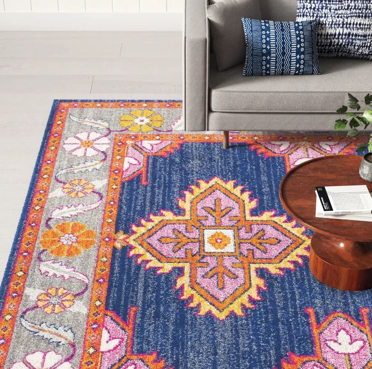 Adelia Oriental Area Rug in Blue Orange-7'10''x10'x3''