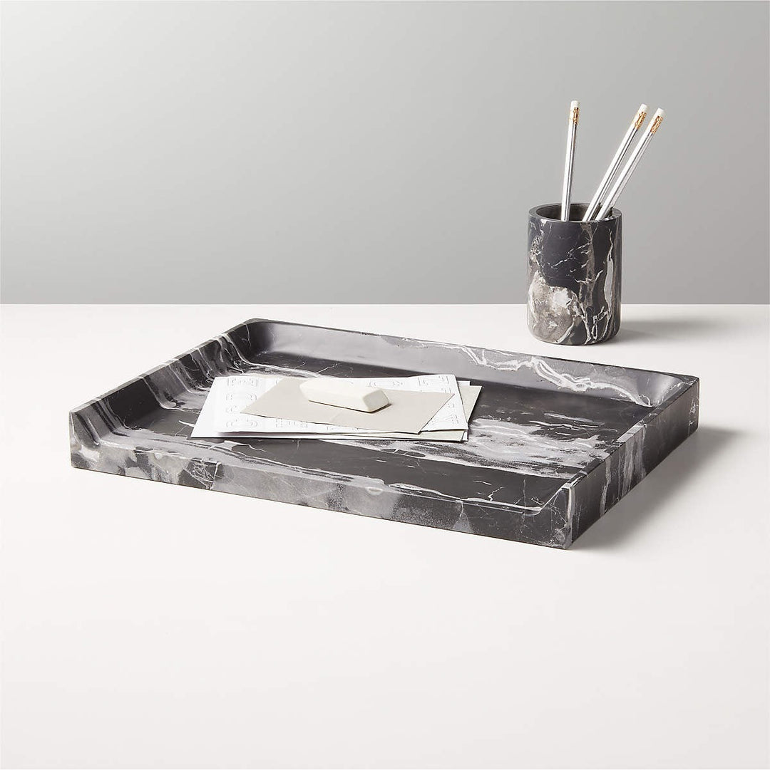 Strata Black Marble Pencil Cup