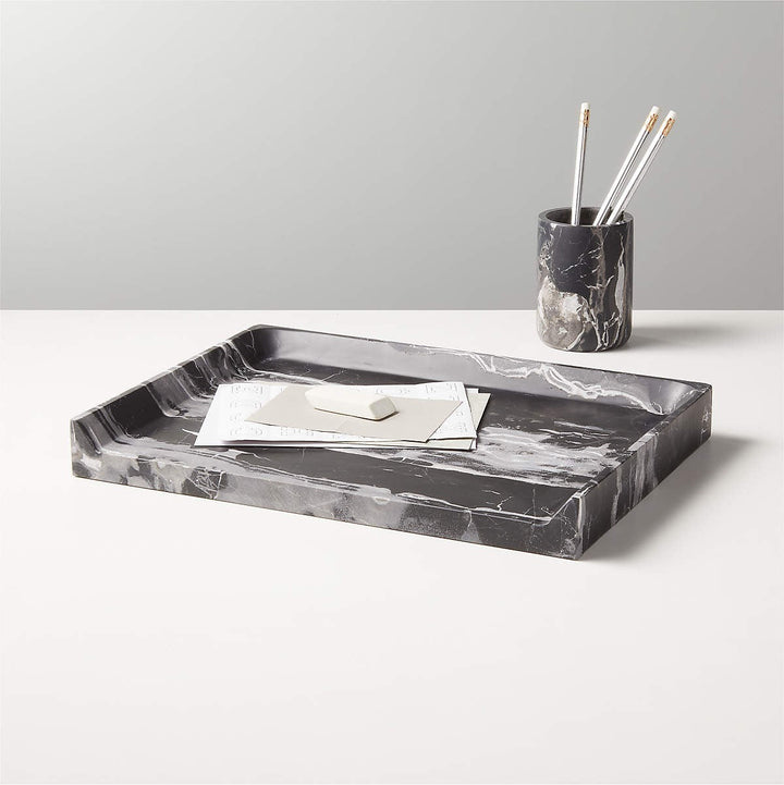Strata Black Marble Pencil Cup