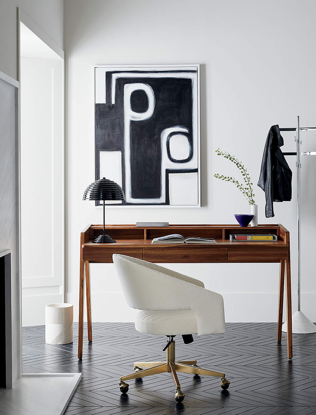 Channel Ivory Velvet Office Chair