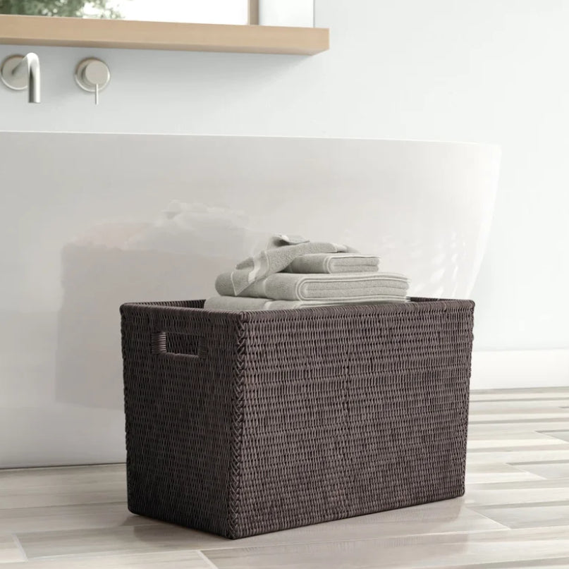 Rattan Basket with Cutout Handles