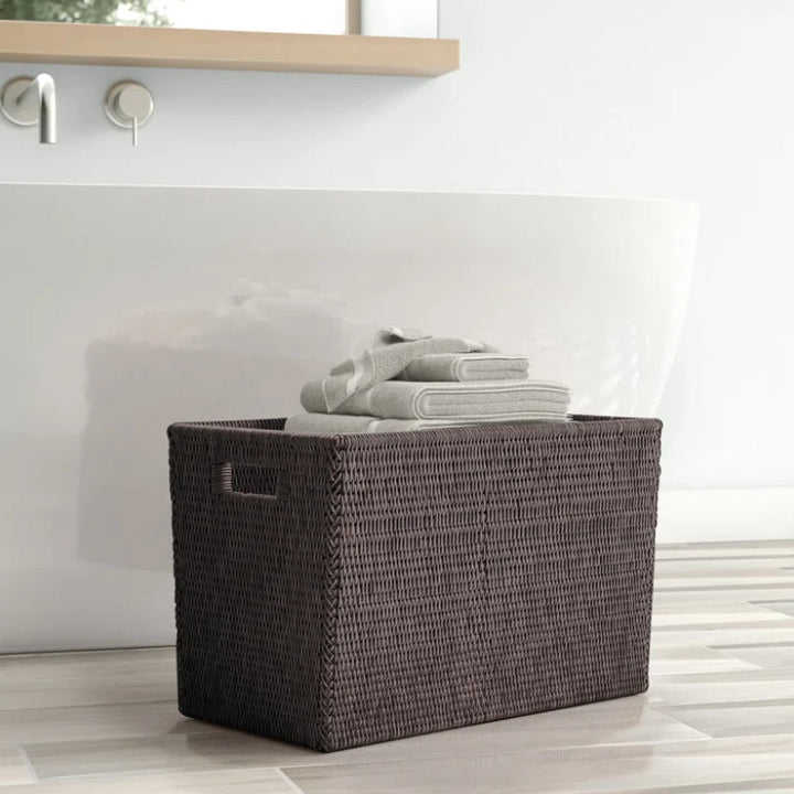 Rattan Basket with Cutout Handles