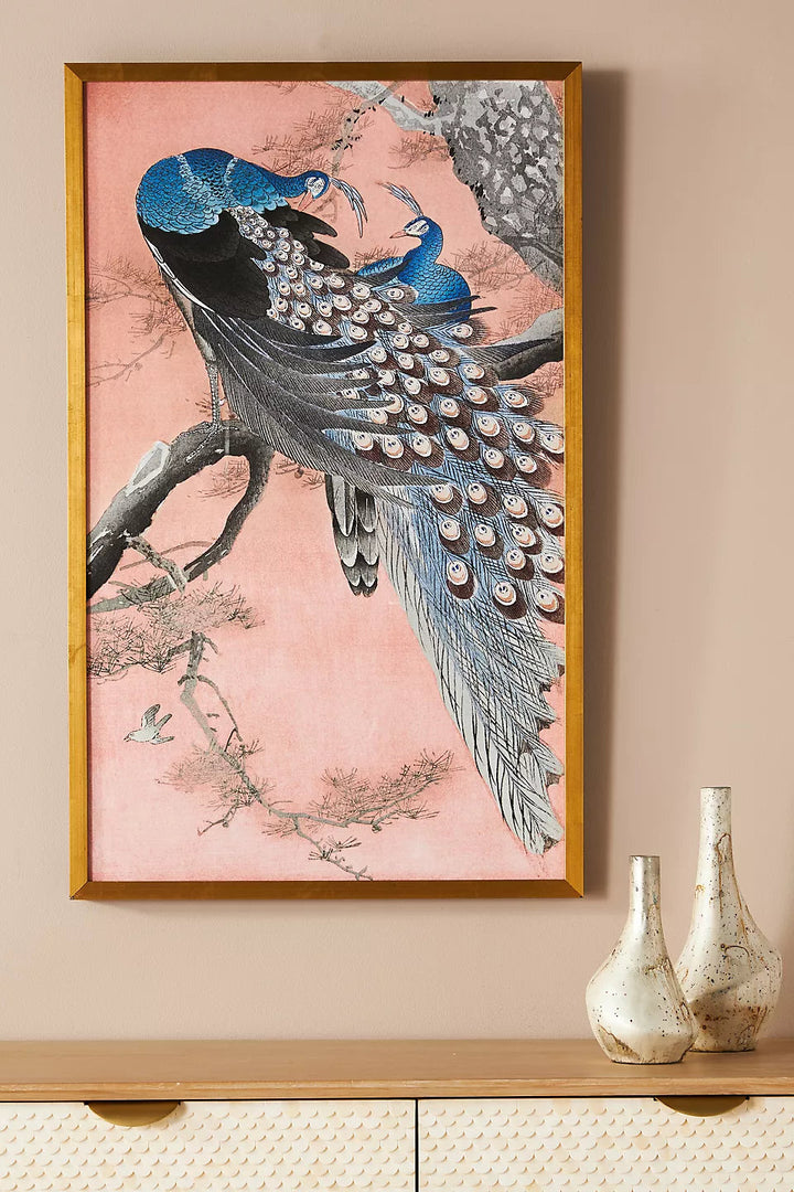 Peacocks Wall Art With Frame 22"x31"