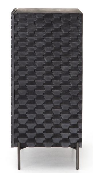 Raffael Bar Cabinet in Carved Black Wash