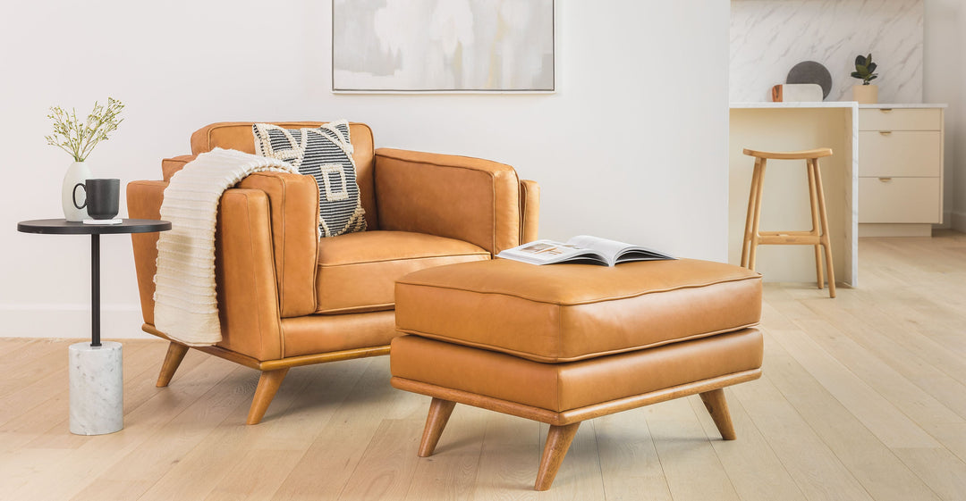 Timber Charme Tan Ottoman