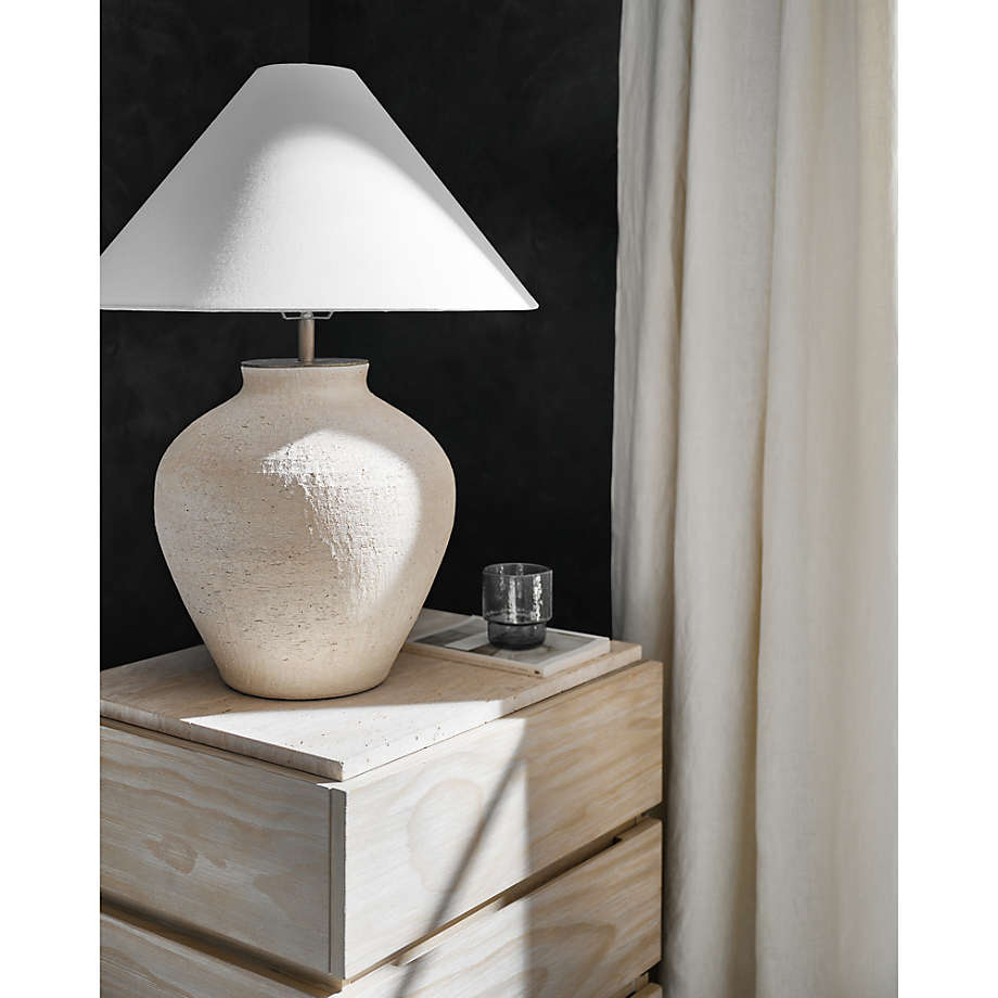 Corfu Cream Table Lamp with Linen Taper Shade