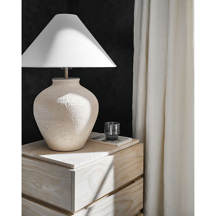 Corfu Cream Table Lamp with Linen Taper Shade