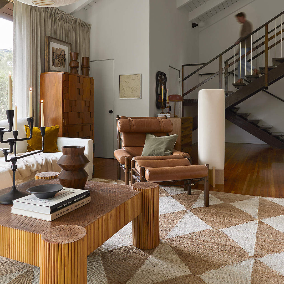 Toro Wood Floor Lamp with Woven Shade