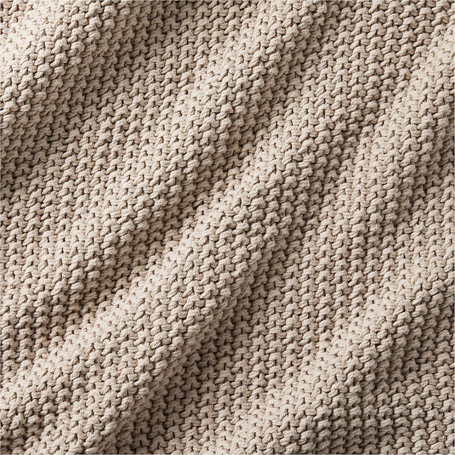 Organic Cotton Sand Beige Chunky Knit Bed Throw Blanket
