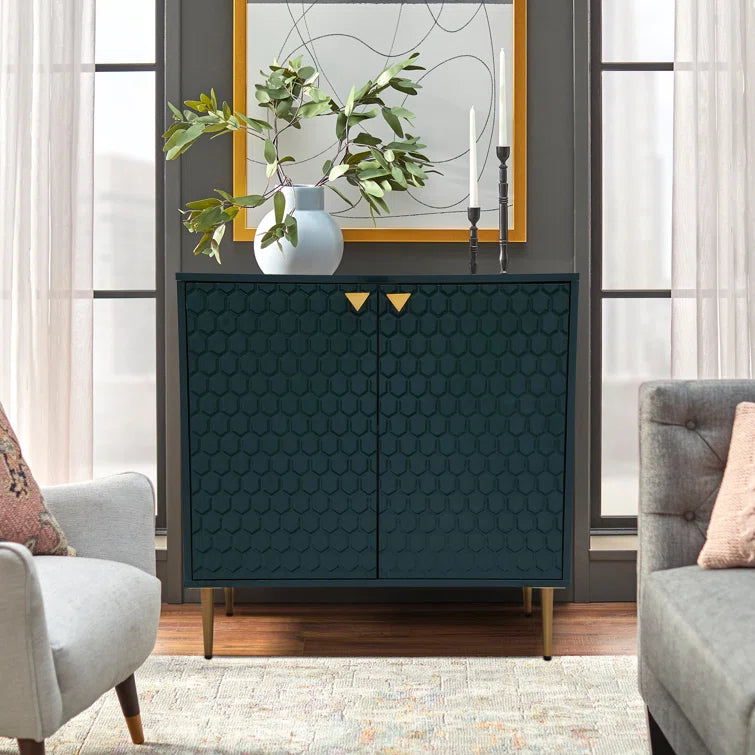 Bima 32'' Tall Stainless Steel 2 - Door Accent Cabinet