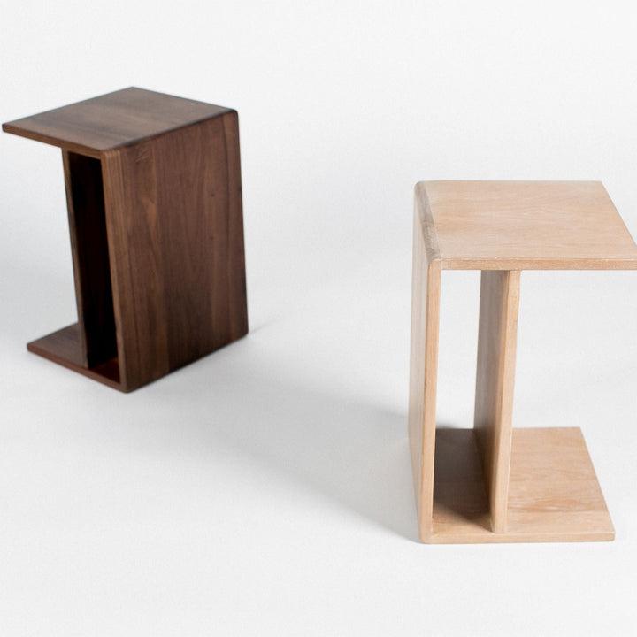 Wood C-Shaped Side Table