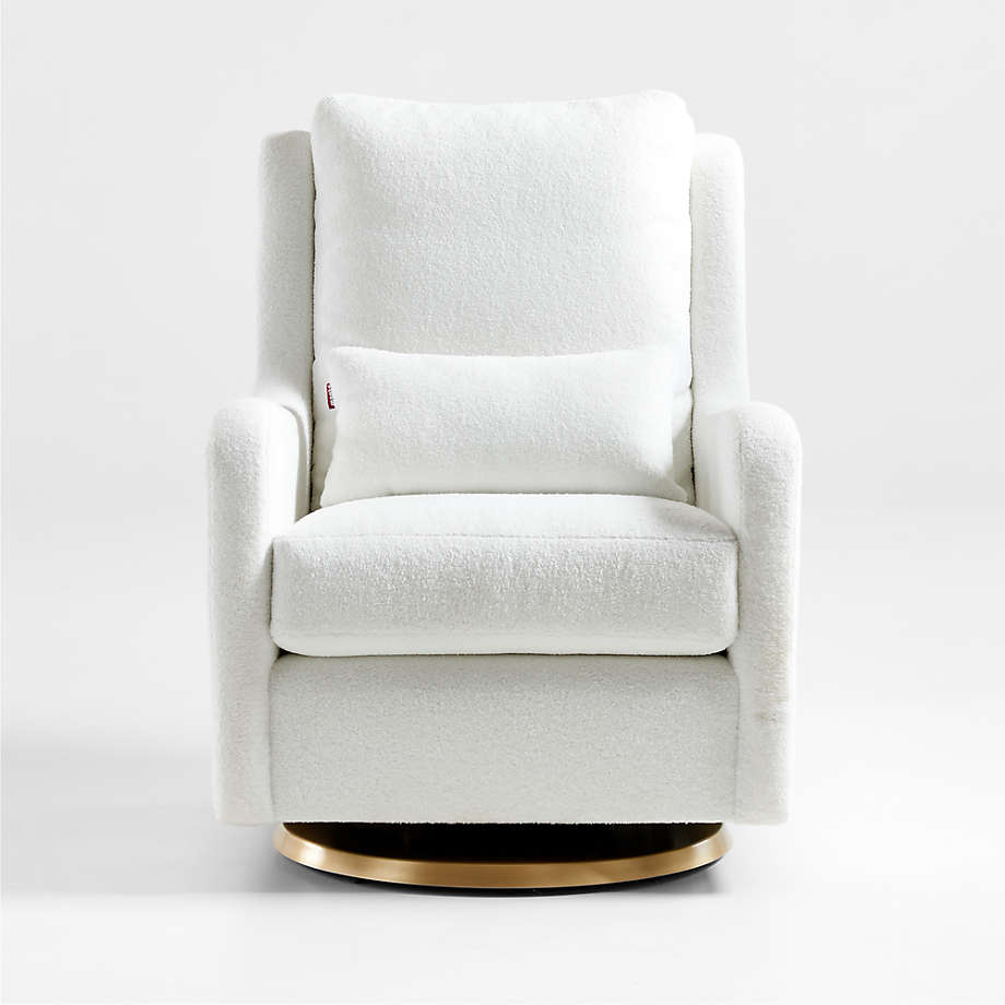 Milo Faux Sherpa Swivel Glider with Gold Base