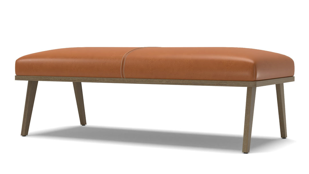 Cavett Ash Wood Leather Bench