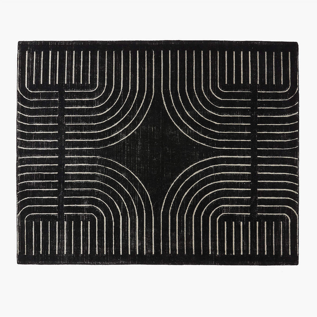 ASTI BLACK AND WHITE HAND TUFTED NEW ZEALAND WOOL AREA RUG