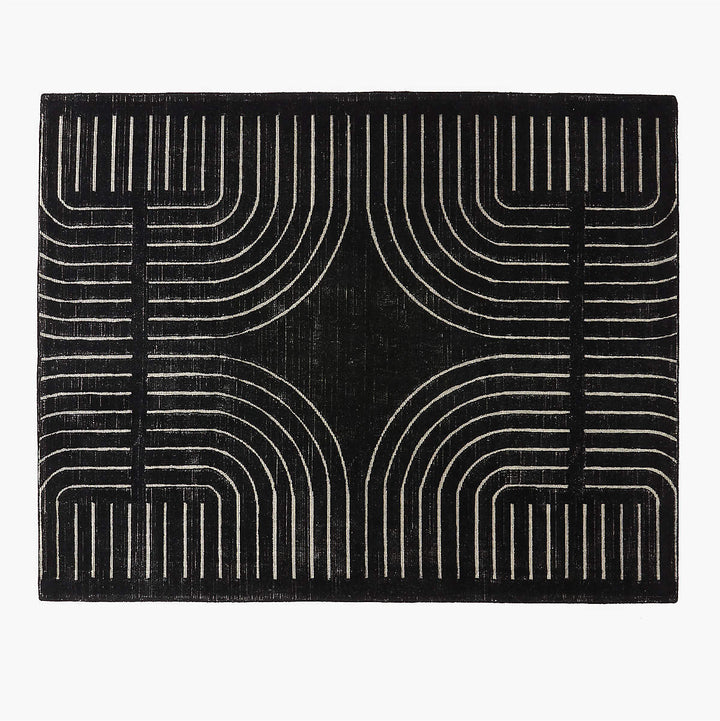 ASTI BLACK AND WHITE HAND TUFTED NEW ZEALAND WOOL AREA RUG