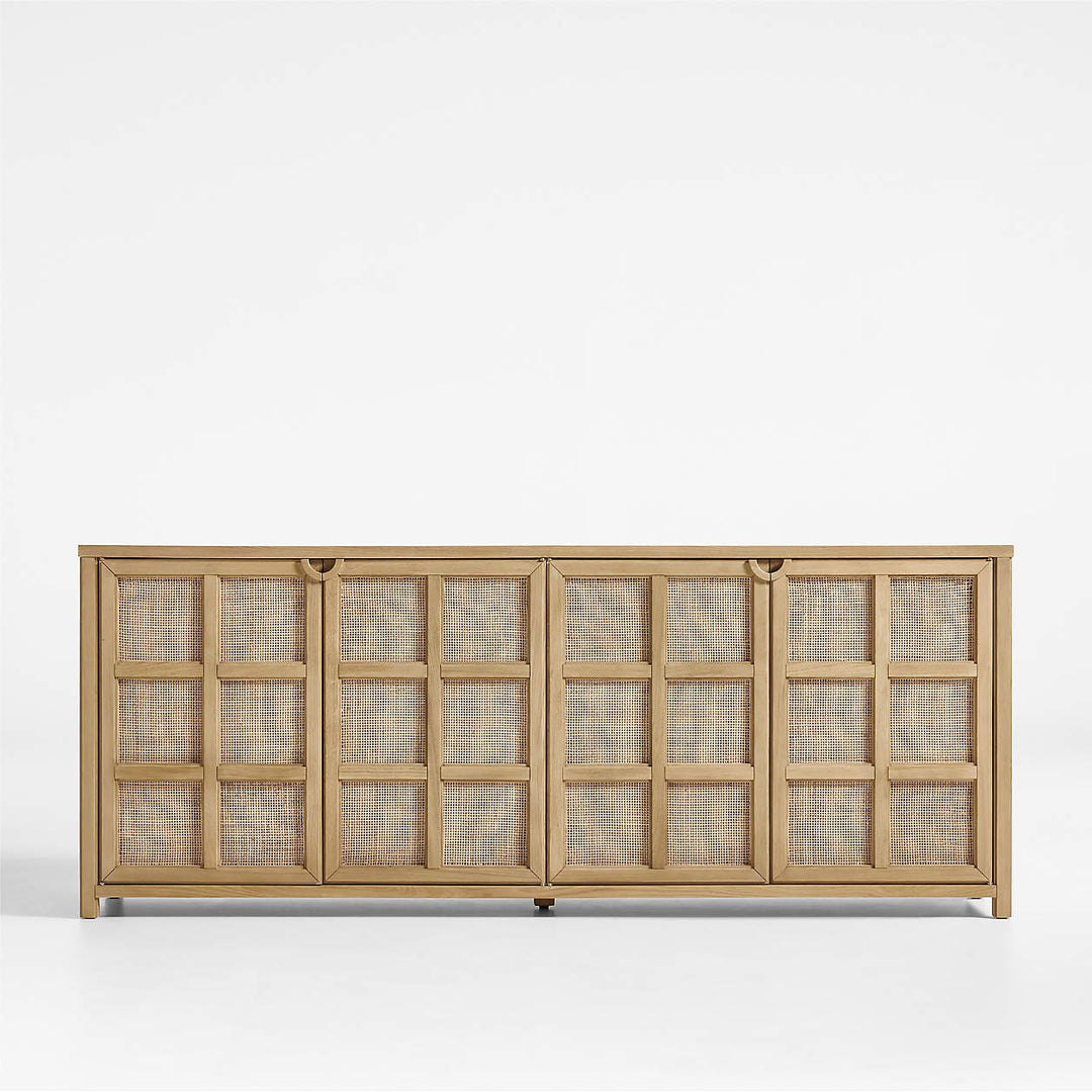 Campagna Rattan and Natural Oak Wood Storage Media Console