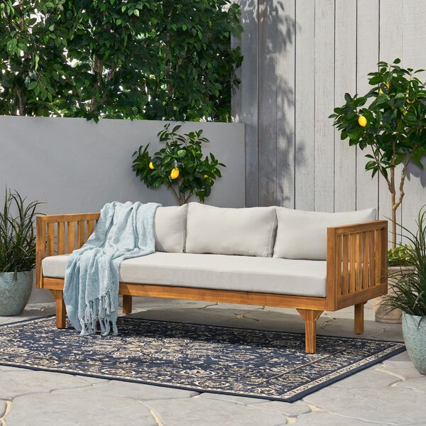 Wide Outdoor Patio Daybed with Cushions