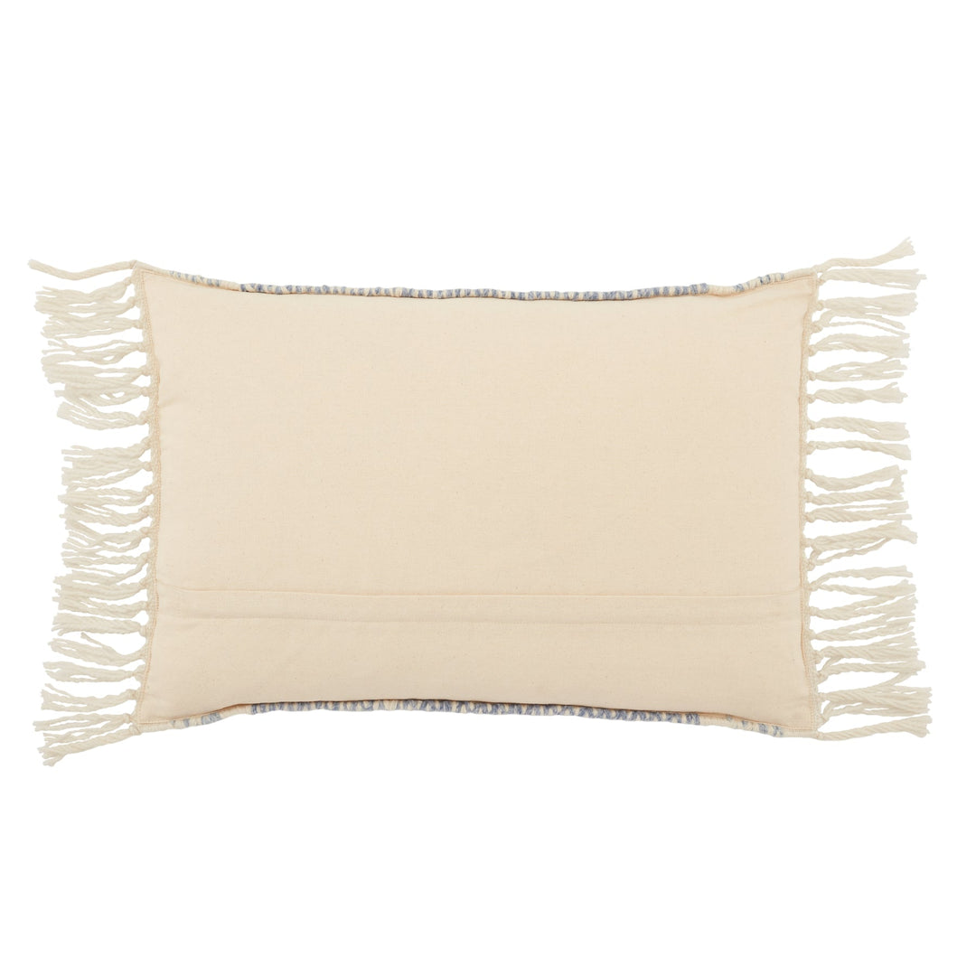 Iker Indoor Outdoor Light Blue Ivory Pillow With Insert-24"x16"