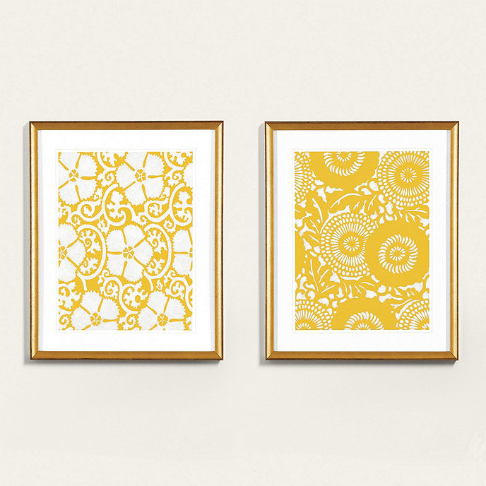 Petite Floral Blockprint Art Print 1 With Frame 18x22