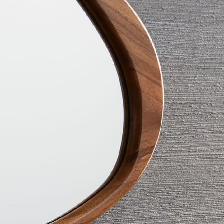 Mid Century Asymmetrical Acorn Wood Wall Mirror
