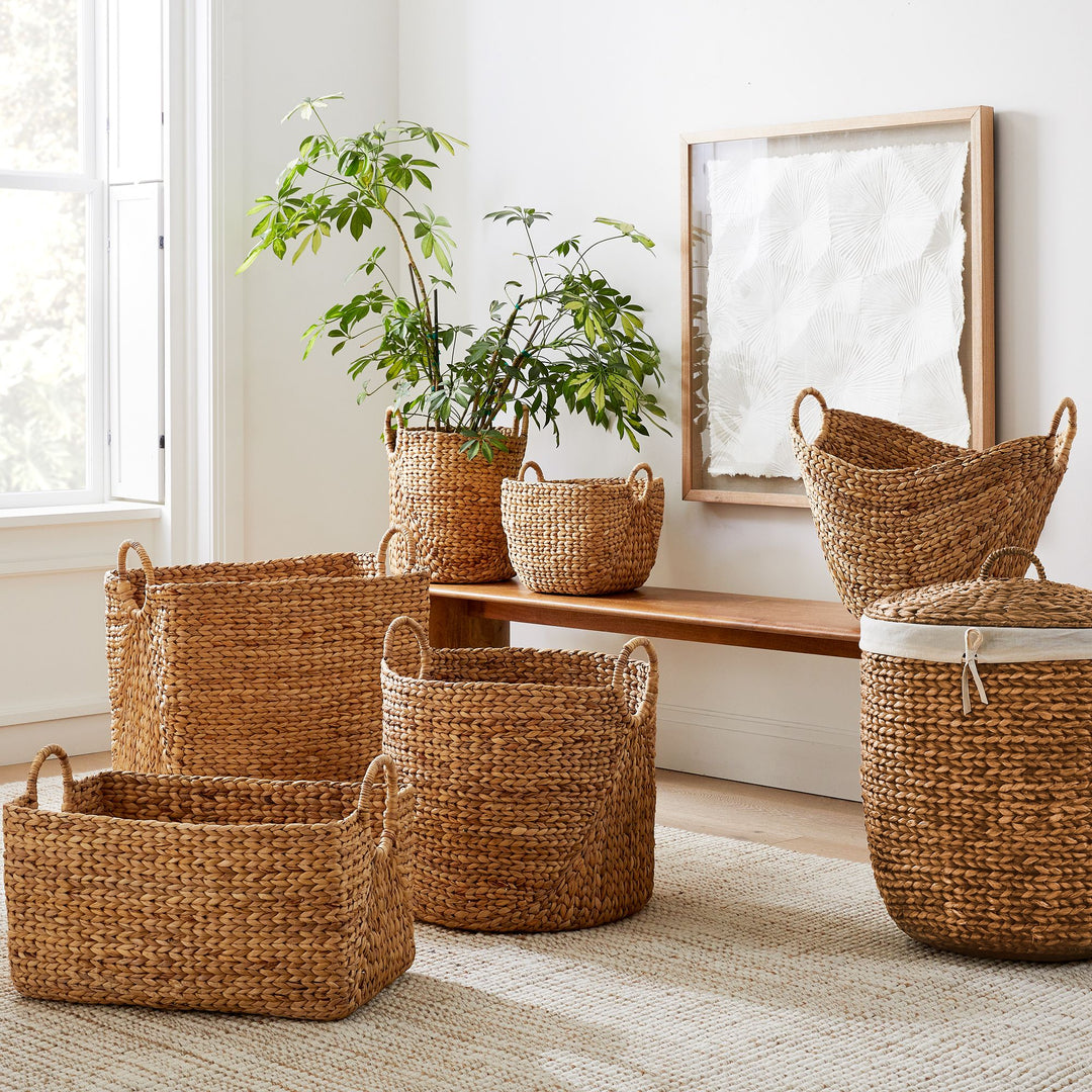 Curved Seagrass Large Utility Handle Basket
