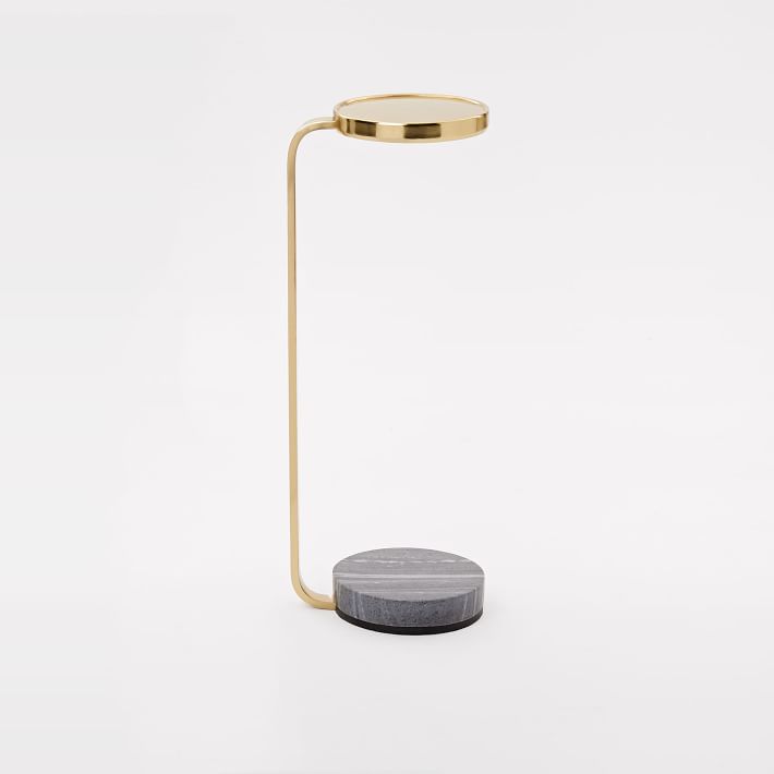 Murray Drink Table Gray Marble Antique Brass