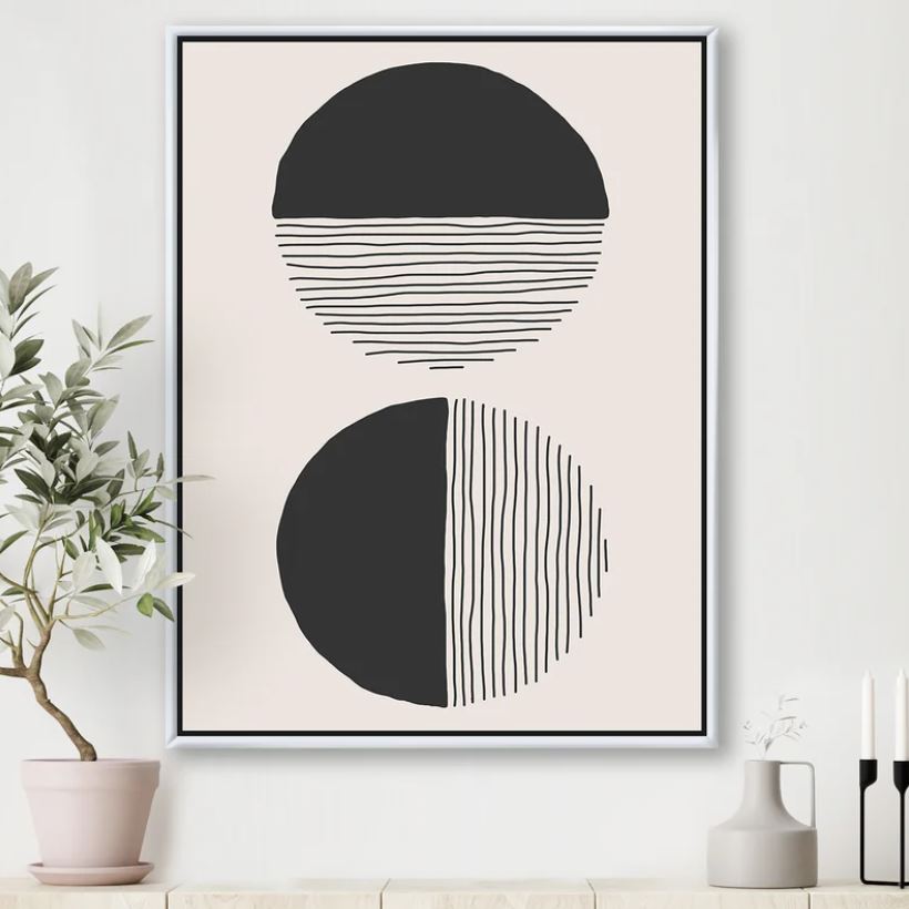 Minimal Geometric Lines And Circle IV with frame-36''x46''
