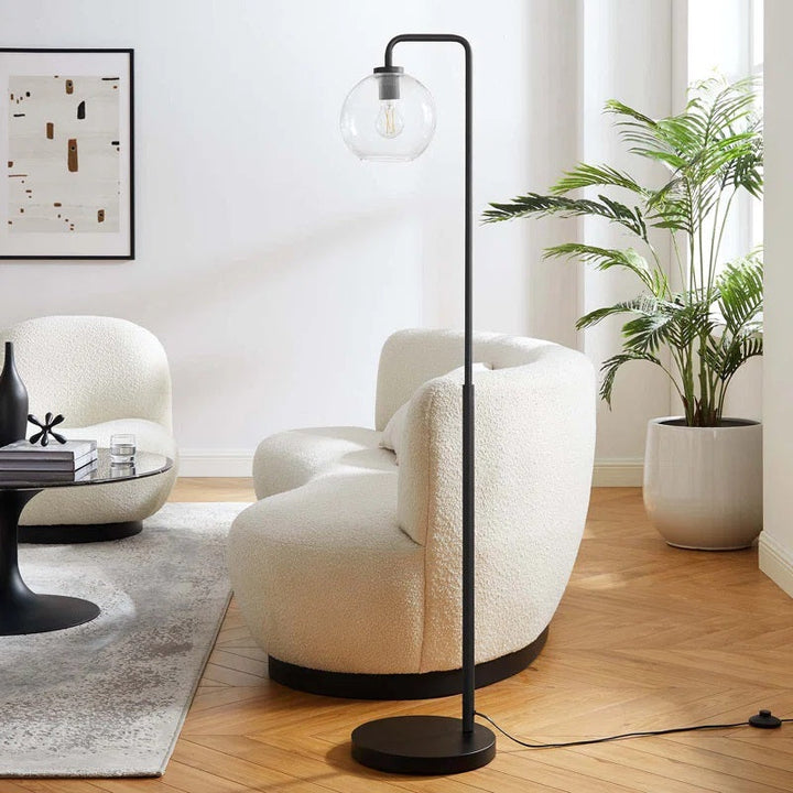 Glass Globe Glass And Metal Floor Lamp