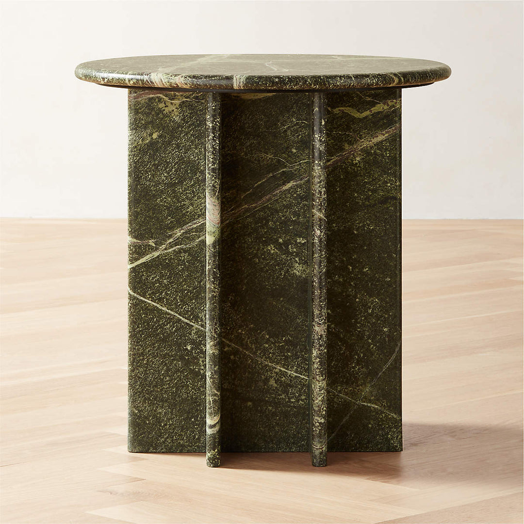 PASAR ROUND GREEN MARBLE SIDE TABLE