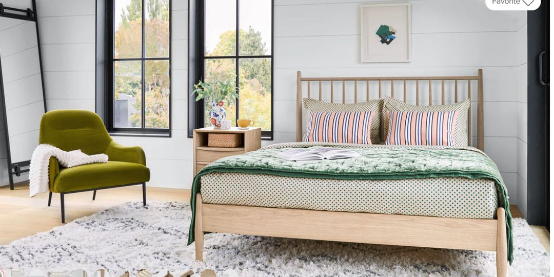 Lenia White Oak Bed-Queen