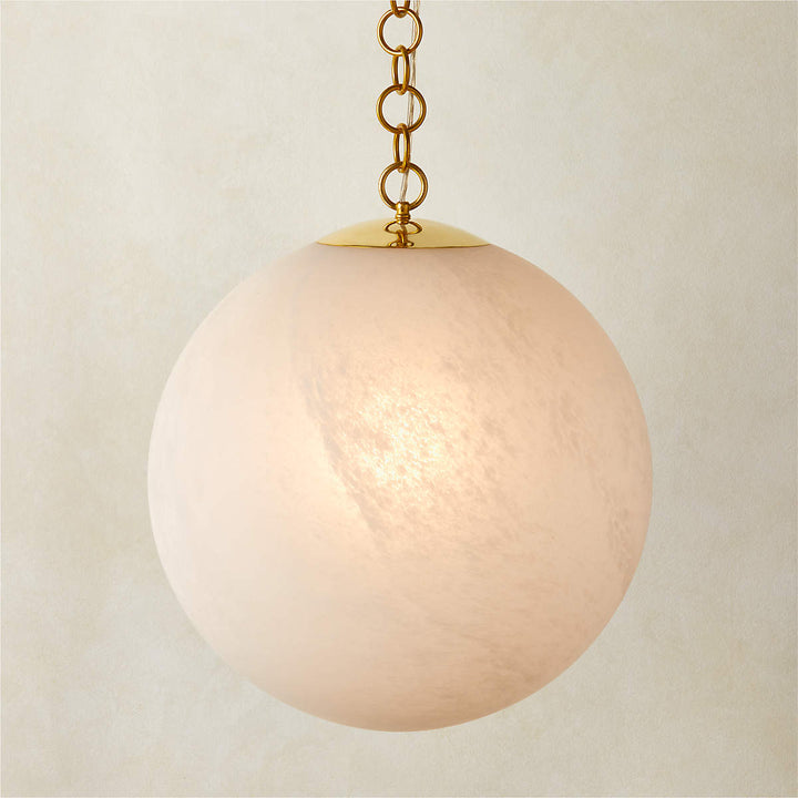 MOON GLOBE PENDANT LIGHT WITH BRASS CHAIN 14"