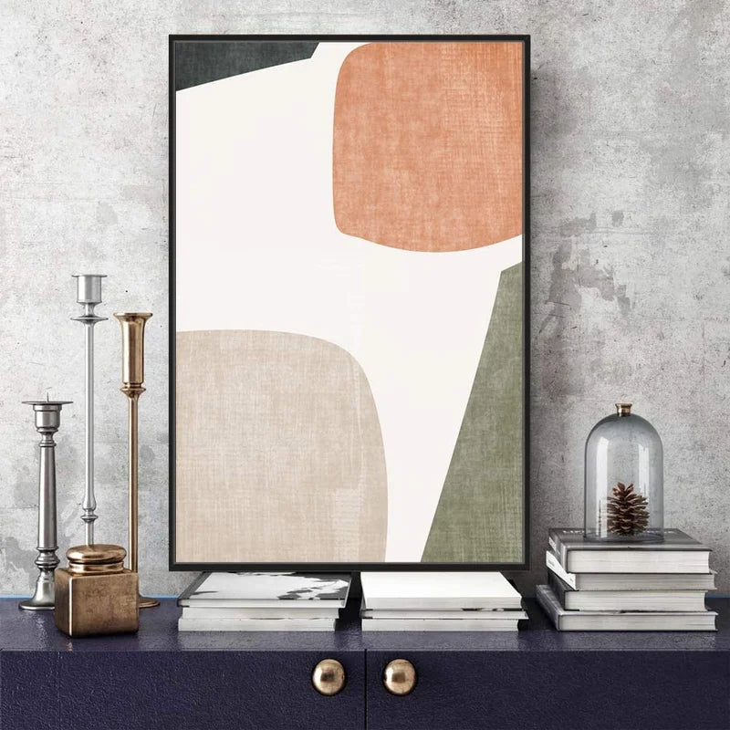 Abstract Color Block Floater Frame Bold Art on Canvas 24"x36"