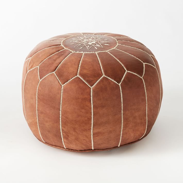 Cherise Leather Pouf Ottoman